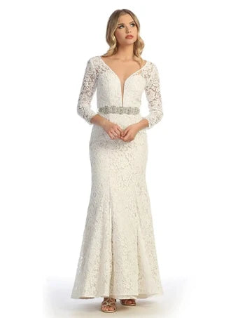 LACE SLEEVES MERMAID WEDDING DRESS