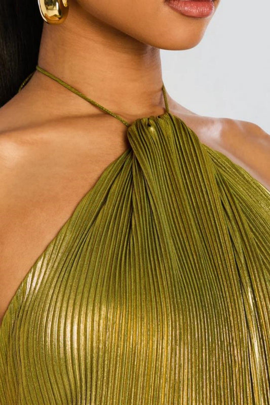 MAXY METALLIC HOLTER DRESS