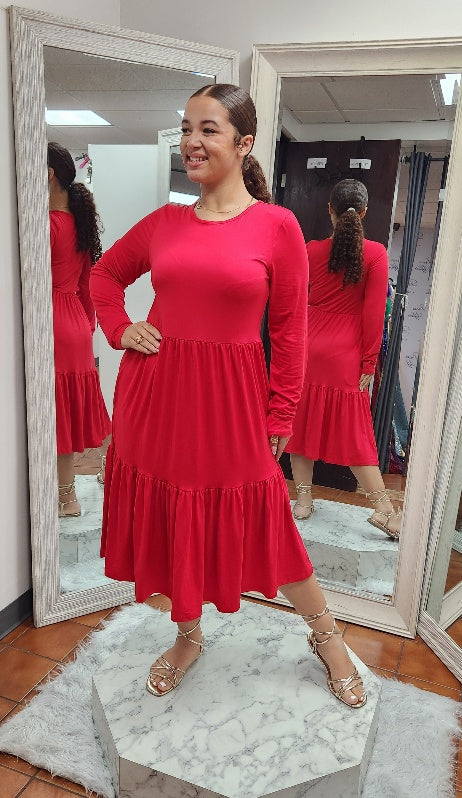 KNIT MIDI CASUAL DRESS - CLEARERENCE