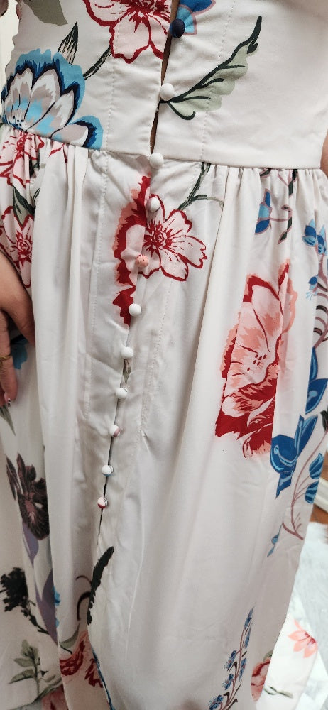 MAXY FLOWERS CREAM DRESS - CLEARENCE - 1 PIECE