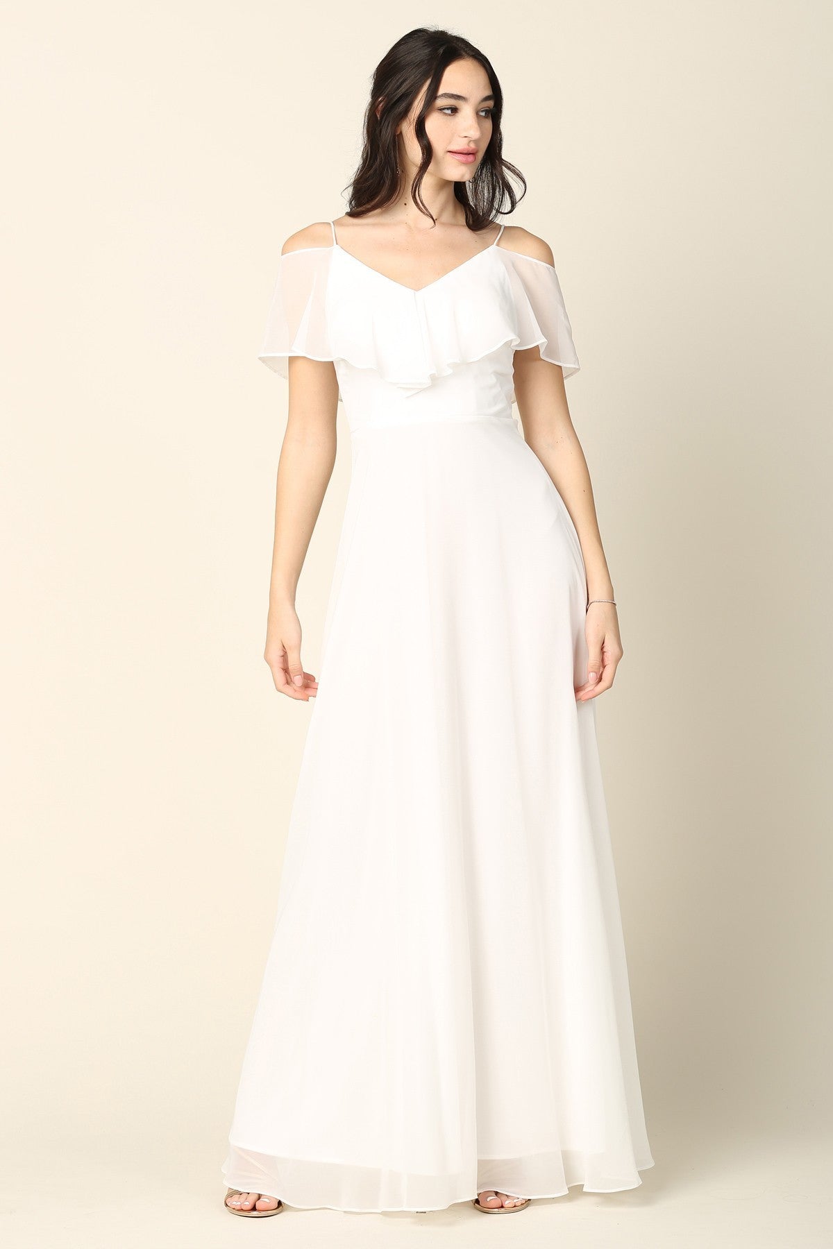 COLD-SHOULDER MINIMALIST WEDDING DRESS
