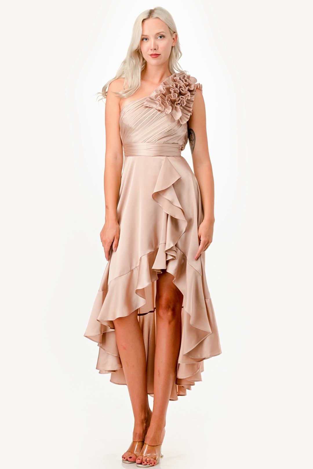ONE SHOULDER HIGH/LOW DRESS