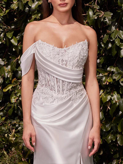 ONE SHOULDER FORM FITTING WEDDING DRESS