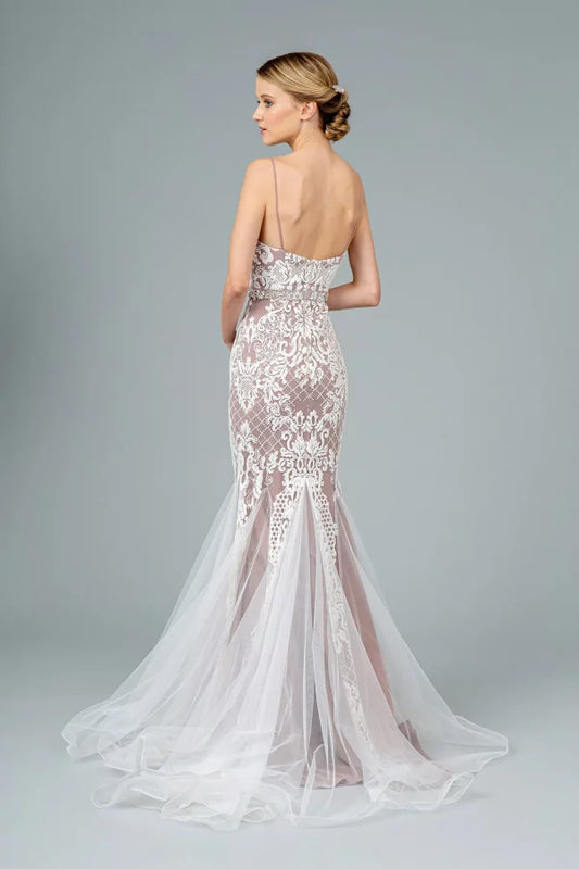 MERMAID SILHOUETTE MAUVE LINNING WEDDING DRESS