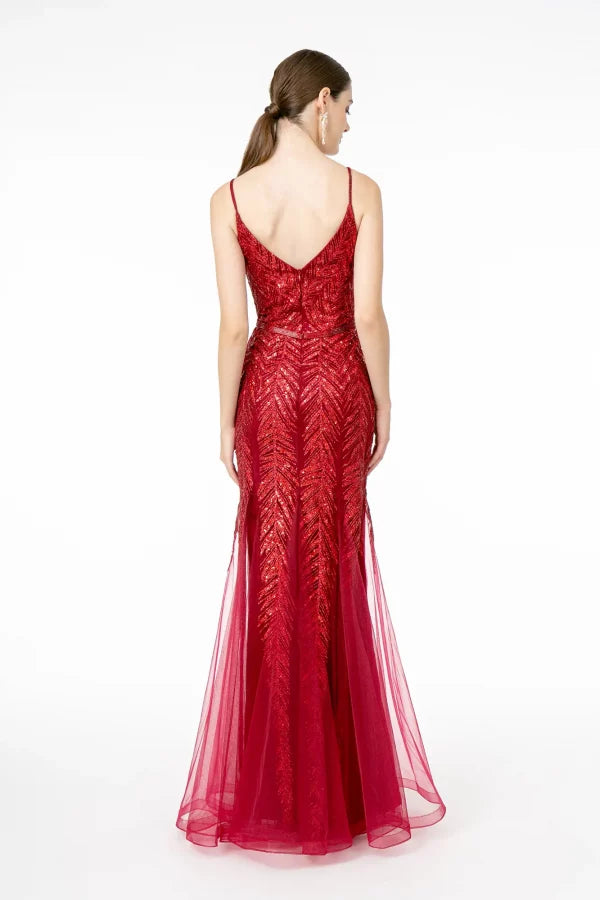 GLITTER STRAPS MERMAID EVENING DRESS - CLEARENCE