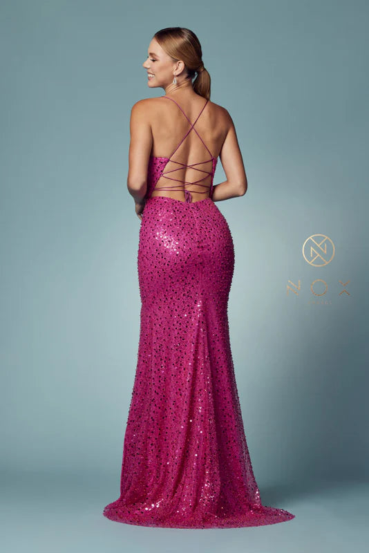SEQUIN STRAPS EVENING DRESS - CLEARENCE