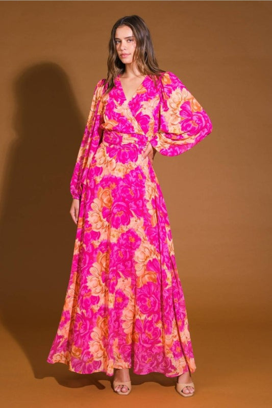 PRINT LONG SLEEVES MAXY DRESS