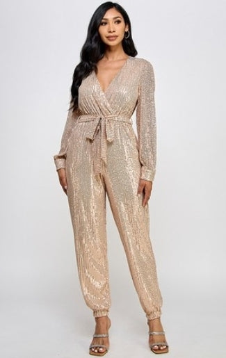 ROSE GOLD SEQUIN JUMPSUIT