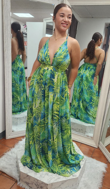 STRAPS CHIFFON MAXI DRESS - CLEREANCE - 1 PIECE