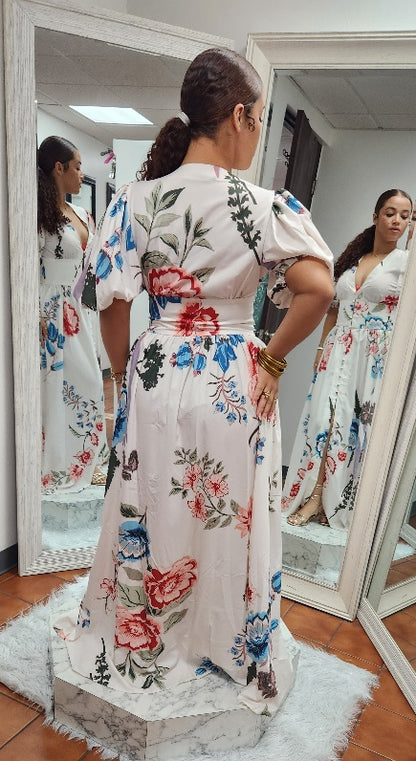 MAXY FLOWERS CREAM DRESS - CLEARENCE - 1 PIECE