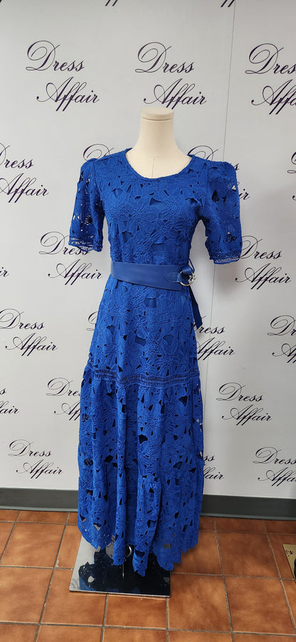LUX MIDI DRESS WITH BELT - CLEARENCE