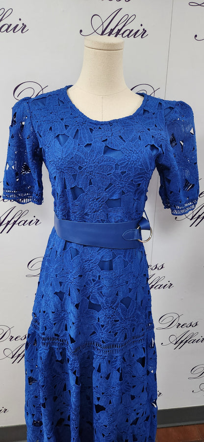 LUX MIDI DRESS WITH BELT - CLEARENCE
