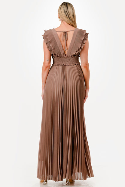 PLEATED RUFFLE MAXY DRESS