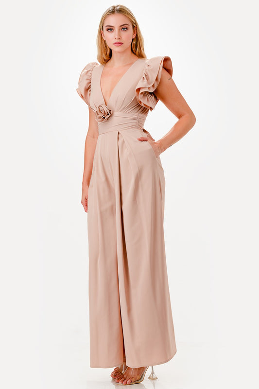 FLOWER CREME JUMPSUIT