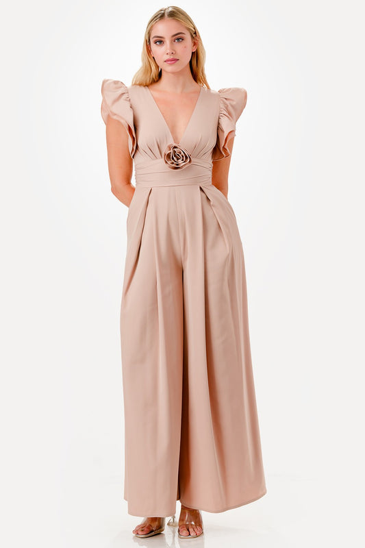 FLOWER CREME JUMPSUIT