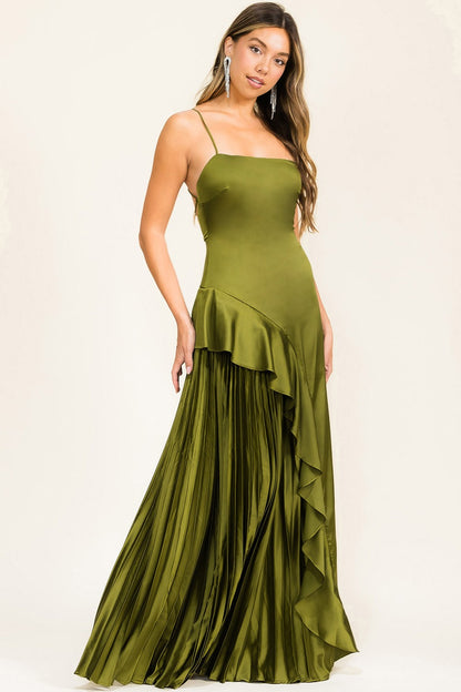 ASIMETRICAL SATIN MAXY DRESS