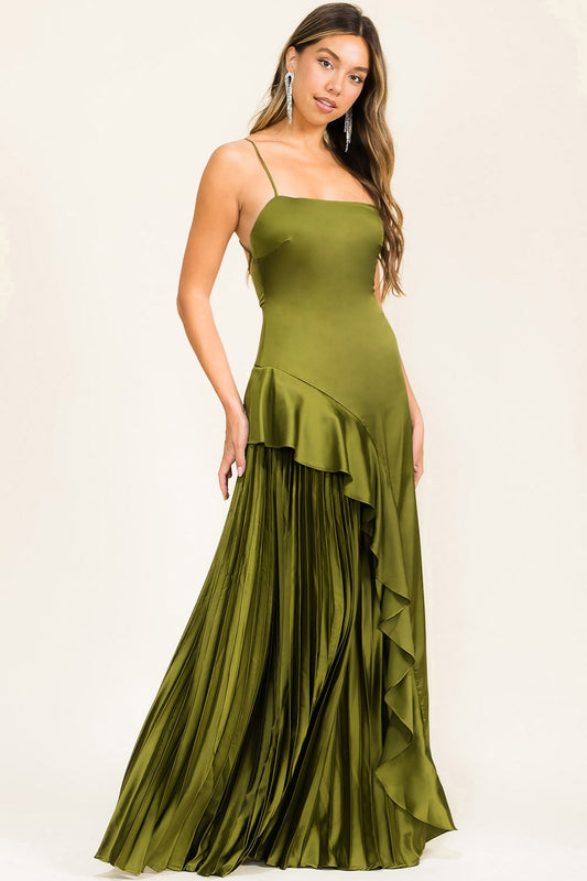 ASIMETRICAL SATIN MAXY DRESS