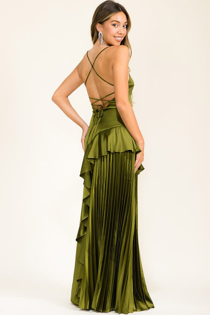 ASIMETRICAL SATIN MAXY DRESS