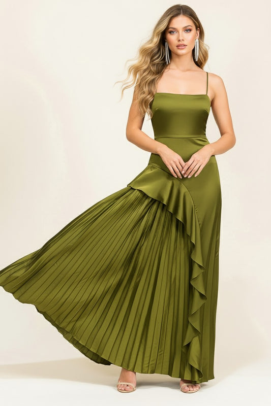 ASIMETRICAL SATIN MAXY DRESS