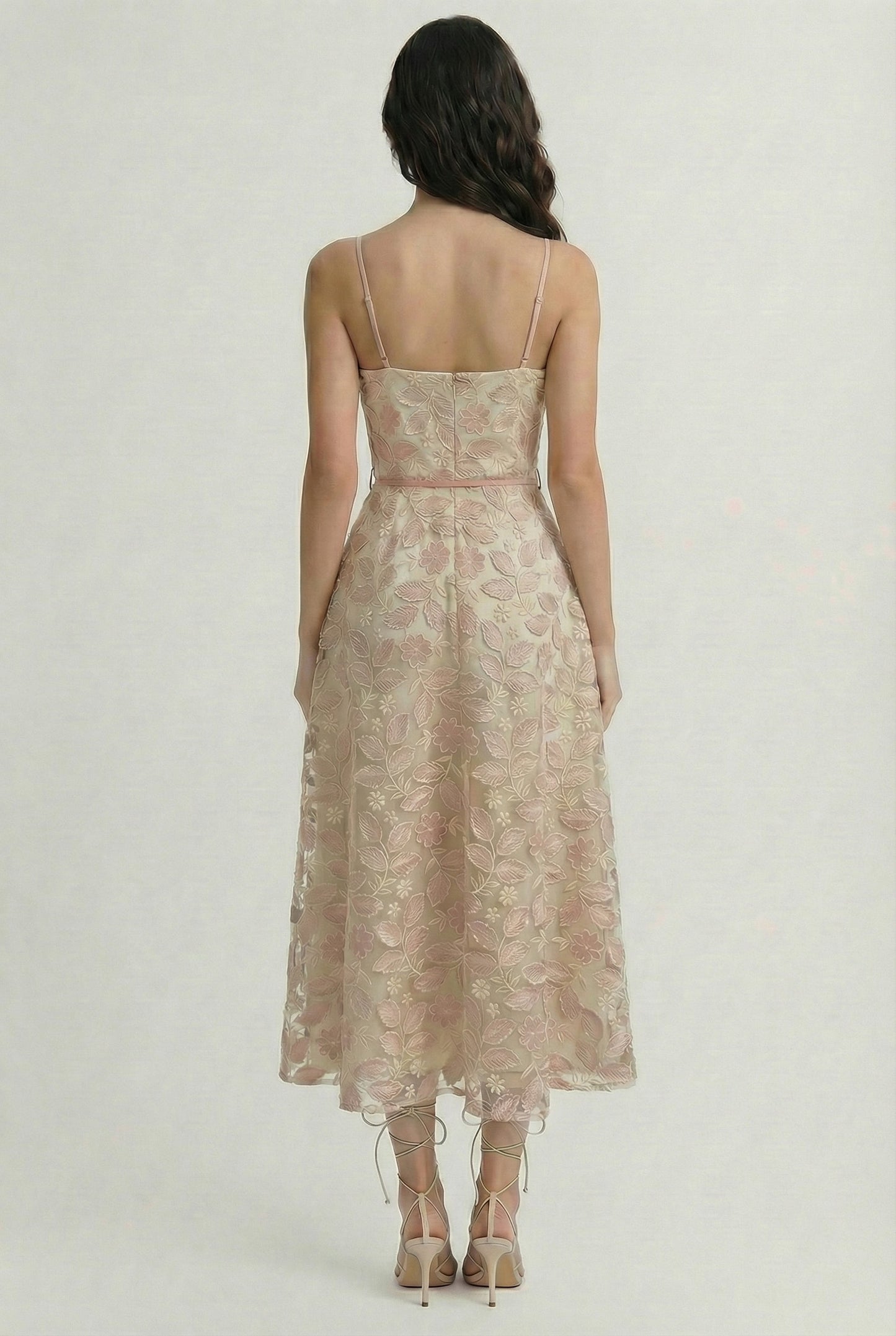 PALOMA MIDI EMBROIDERY ROSE DRESS