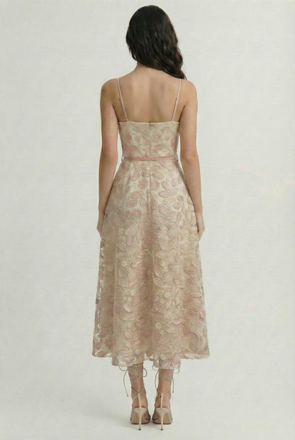 PALOMA MIDI EMBROIDERY ROSE DRESS
