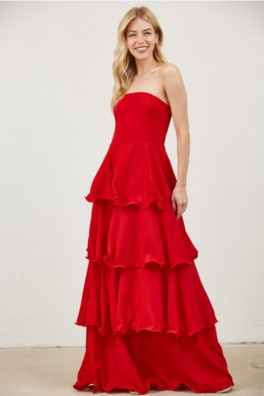 RED RUFFLE MAXY DRESS