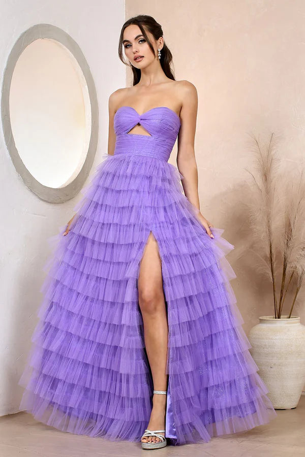STRAPLESS RIFFLE A LINE EVENING DRESS - CLEARENCE