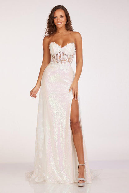 STRAPLESS CORSET SEQUIN BRIDAL DRESS