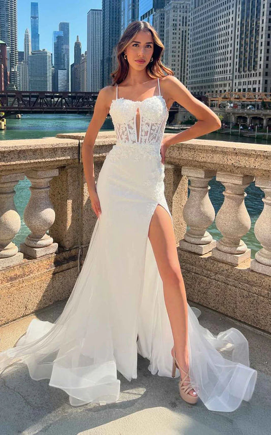 STRAPS VWHITE NECK GOWN