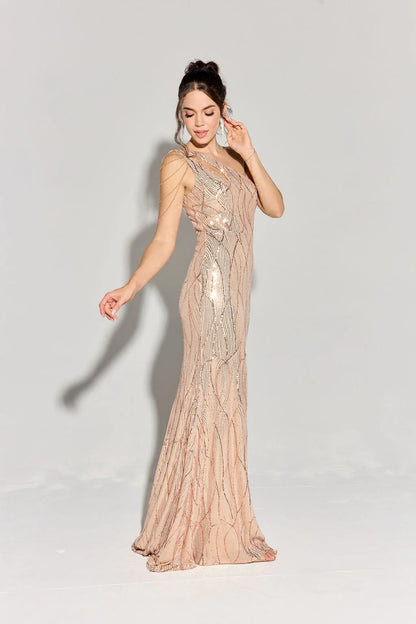 ONE SHOULDER SEQUIN GOWN - CLEARENCE