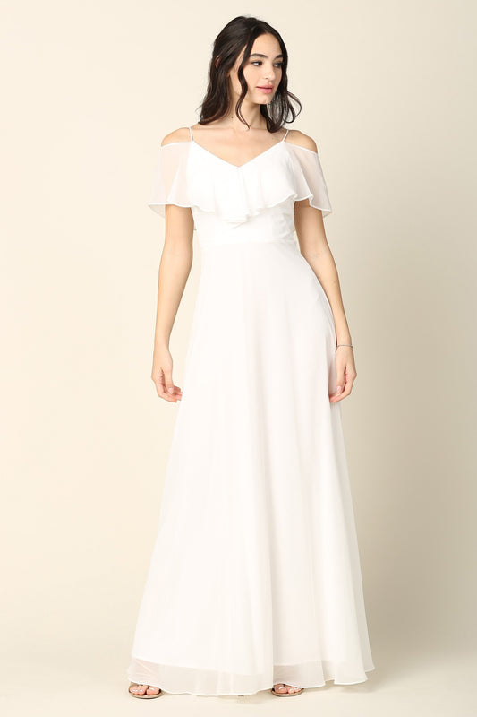 COLD-SHOULDER MINIMALIST WEDDING DRESS