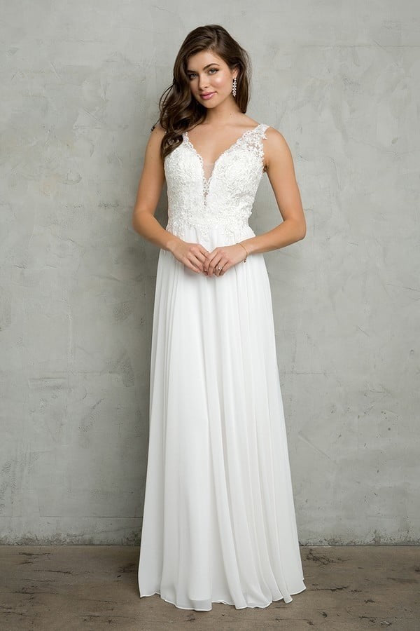 V NECK LACE TOP WEDDING DRESS