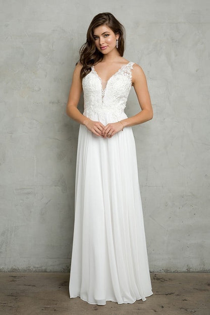 V NECK LACE TOP WEDDING DRESS