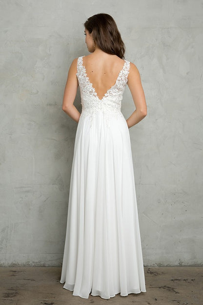 V NECK LACE TOP WEDDING DRESS