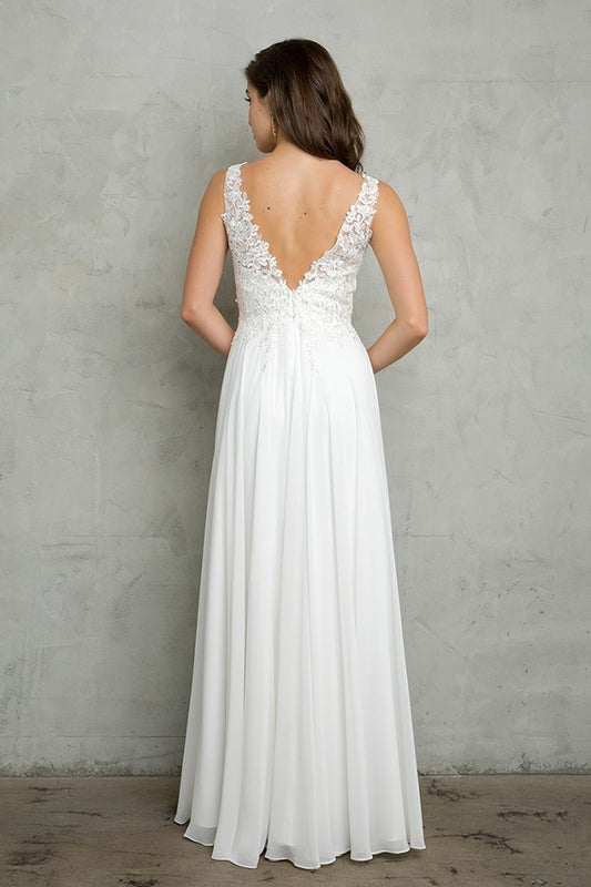 V NECK LACE TOP WEDDING DRESS