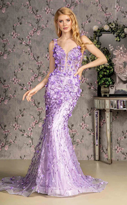 FLOWER EMBELISH MERMAID EVENING DRESS- CLEARENCE