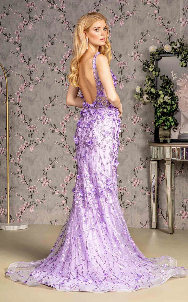 FLOWER EMBELISH MERMAID EVENING DRESS- CLEARENCE