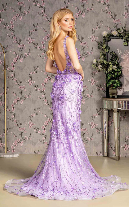 FLOWER EMBELISH MERMAID EVENING DRESS- CLEARENCE