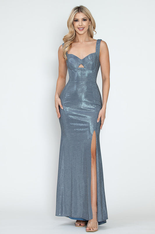 METHALLIC SWEET HEARD LONG DRESS - CLEARENCE