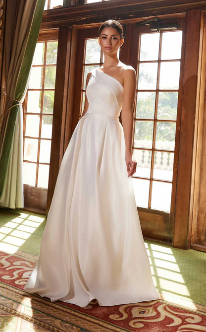 ONE SHOULDER A-LINE BRIDAL DRESS