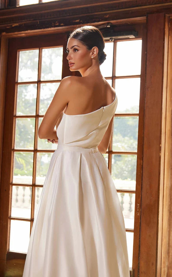 ONE SHOULDER A-LINE BRIDAL DRESS