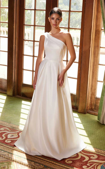 ONE SHOULDER A-LINE BRIDAL DRESS