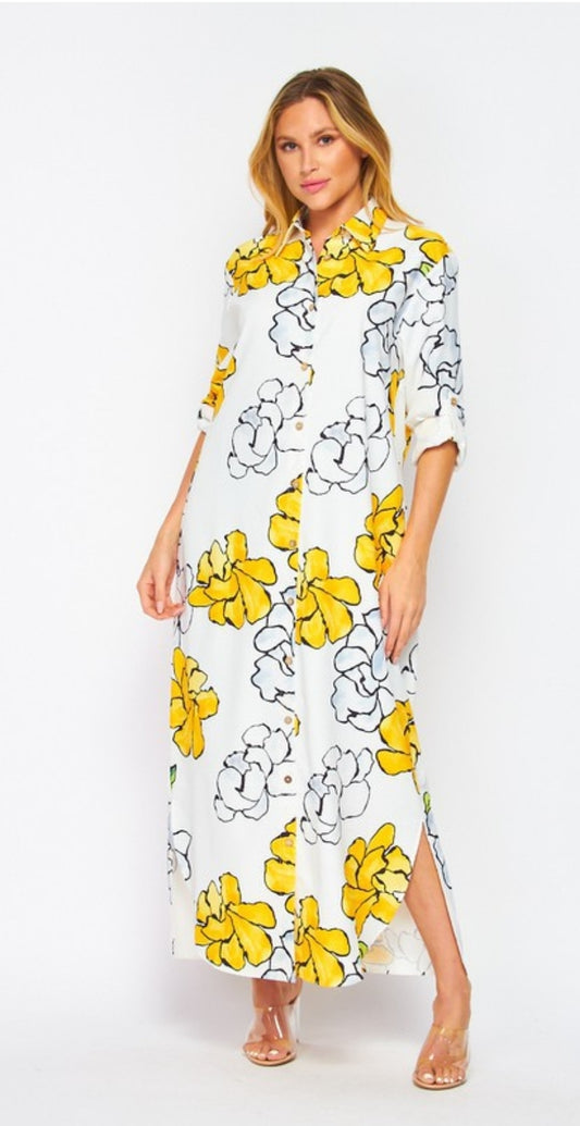 FLORAL MAXY SHIRT DRESS - CLEARENCE