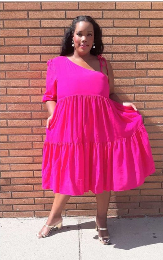 PLUS ONE SHOULDER DRESS - CLEARENCE