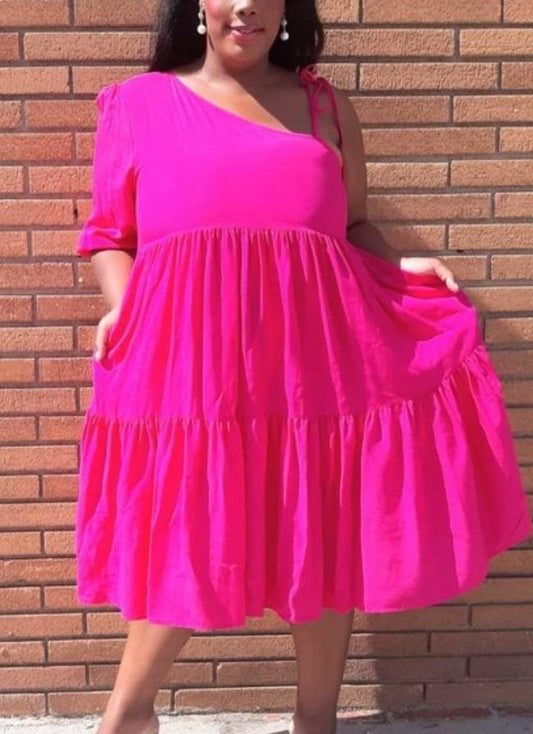 PLUS ONE SHOULDER DRESS - CLEARENCE