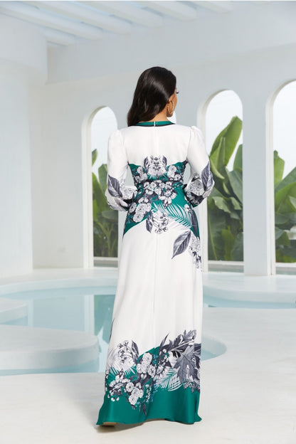 SLEEVE V NECK MAXY DRESS