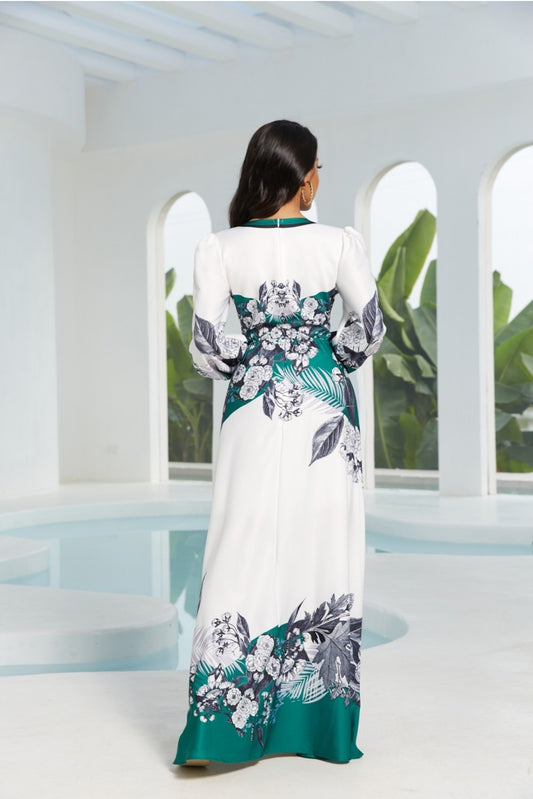 SLEEVE V NECK MAXY DRESS