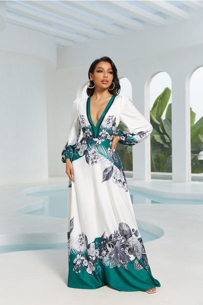 SLEEVE V NECK MAXY DRESS