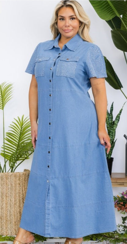 PLUS DENIM DRESS