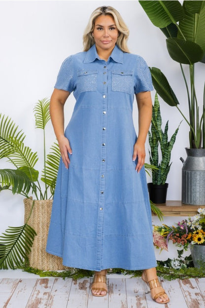 PLUS DENIM DRESS